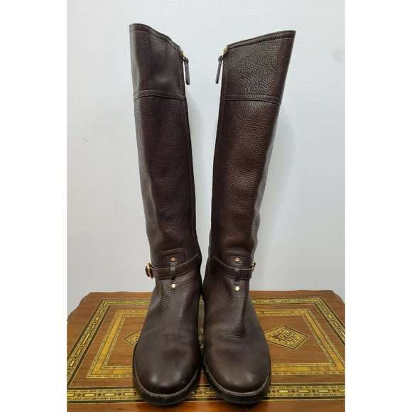 Tory Burch Marlene Tall Leather Brown Riding Boots Size 8.5M - Picture 6 of 12